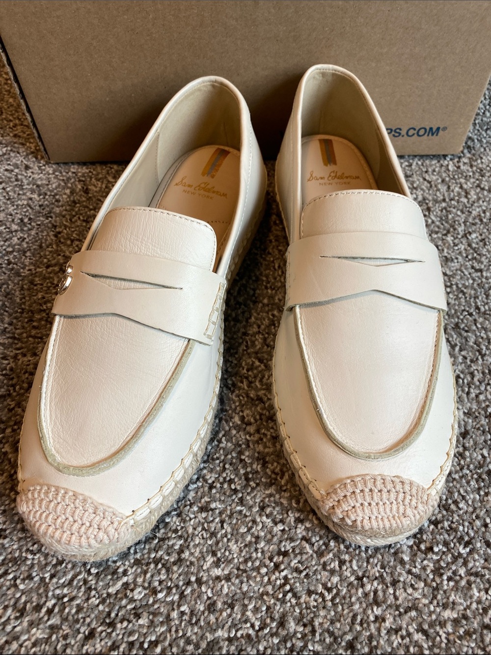 Sam Edelman Cream Leather Espadrille Loafers - Picture 2 of 10
